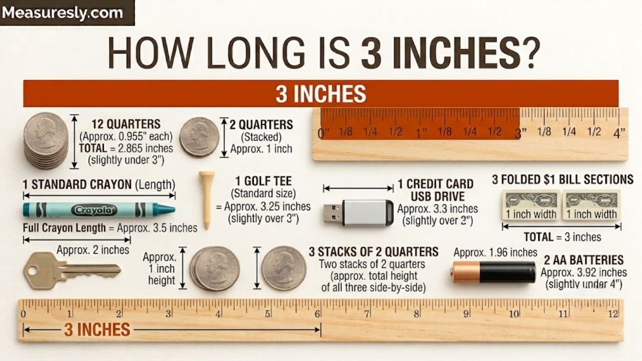 How Long Is 3 Inches? (7.62 cm, mm, ft, 8+ Examples)