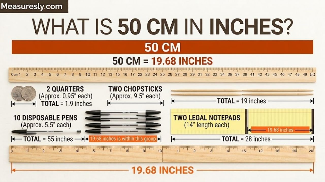 What Is 50 cm in Inches? Exact Conversion & Chart